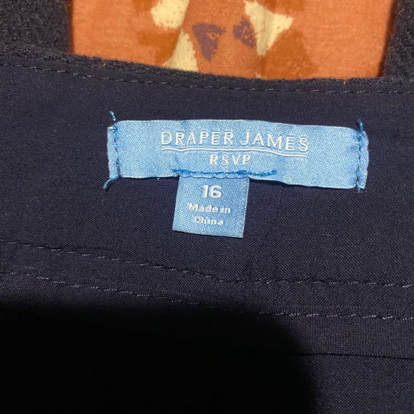 DRAPER JAMES rsvp womens navy wool straight leg pants metallic plaid 16 - Picture 4 of 4